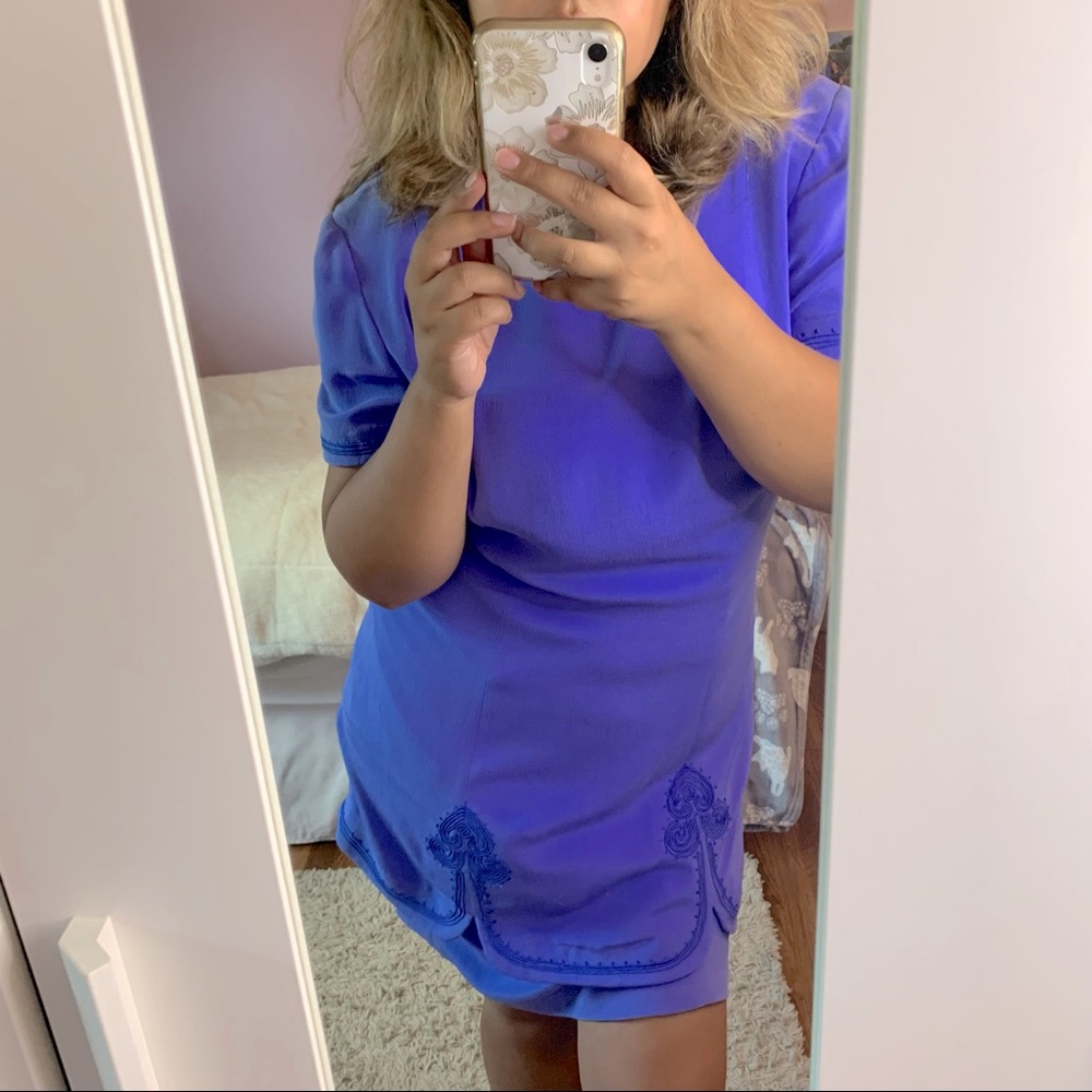 Adrianna Papell 100% Silk Periwinkle Dress